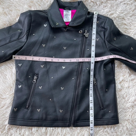 Disney Girls Faux Leather Mickey Mouse Studded Biker Jacket full zip size 11/12 - Picture 6 of 10